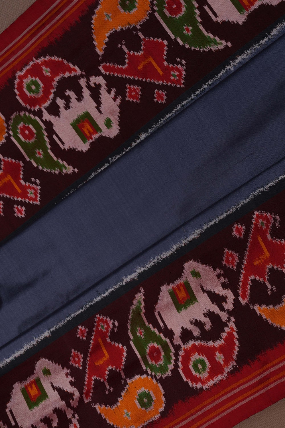 Image of Pochampally Ikat Silk Grey Saree